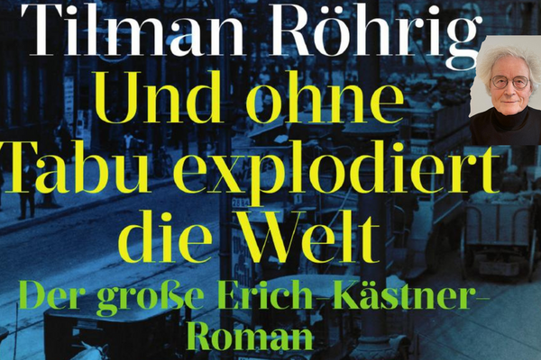 Collage Buchcover "Und ohne Tabu explodiert die Welt" und Autor Tilman Röhrig